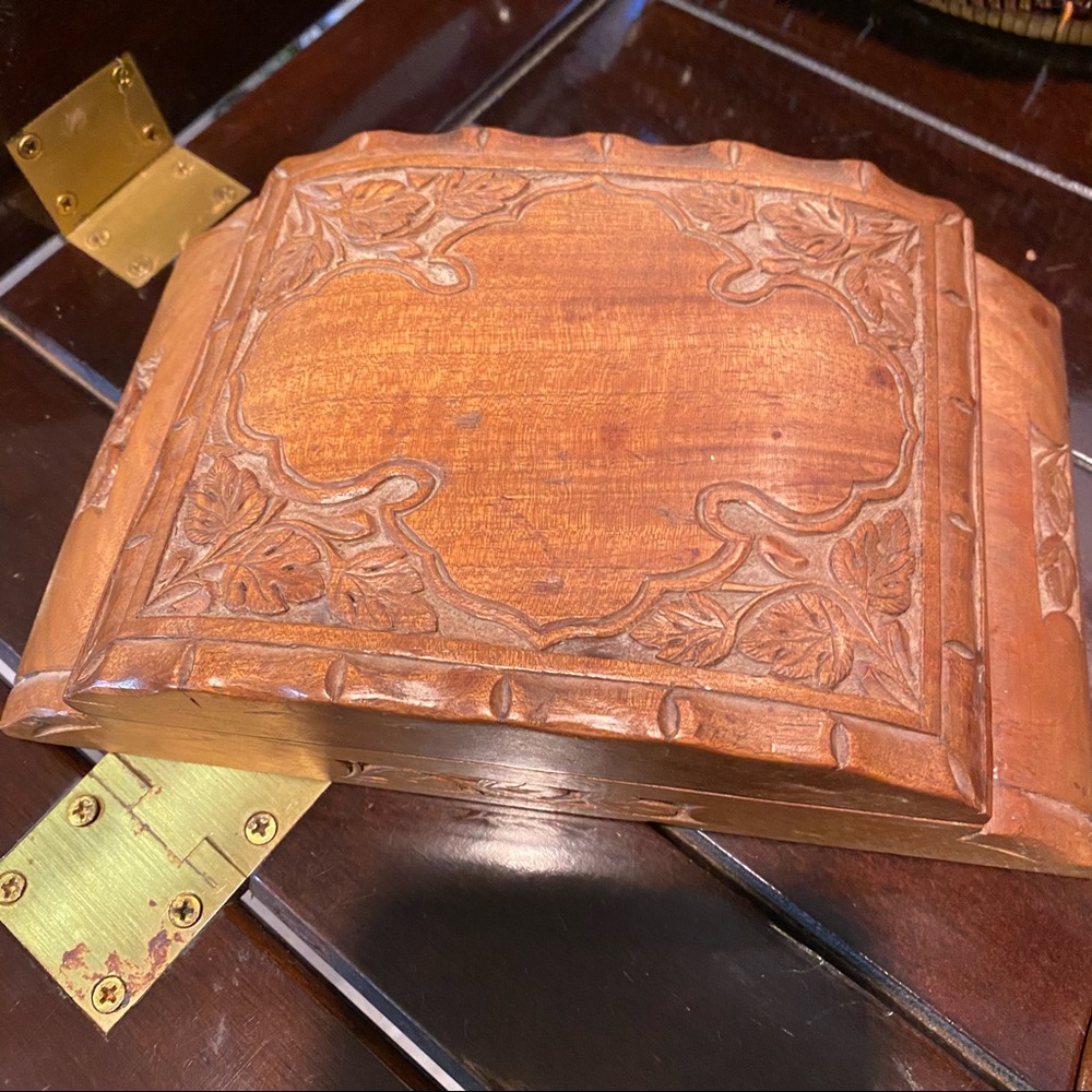 Vintage hand carved wood box
